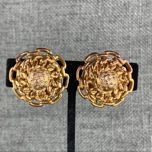 Vintage Gold/Copper Tone Chained Circles Clip Ons